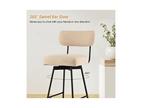 Slickblue 25" 2-Piece Modern Upholstered Bar Stools with Back and Footrests-Beige