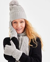 Style & Co Shine Pom-Pom Cable Knit Beanie, Created for Macy's