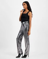 I.n.c. International Concepts Petite Sequin-Embellished Straight-Leg Pants, Created for Macy's