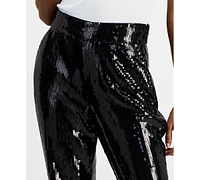 I.n.c. International Concepts Petite Sequin-Embellished Straight-Leg Pants, Created for Macy's