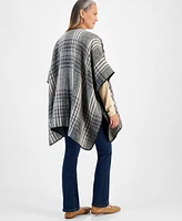 Style & Co Women's Classic Plaid Reversible Topper Wrap, Created for Macy's