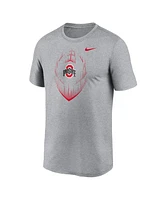 Nike Men's Heather Gray Ohio State Buckeyes Primetime Legend Icon Performance T-Shirt