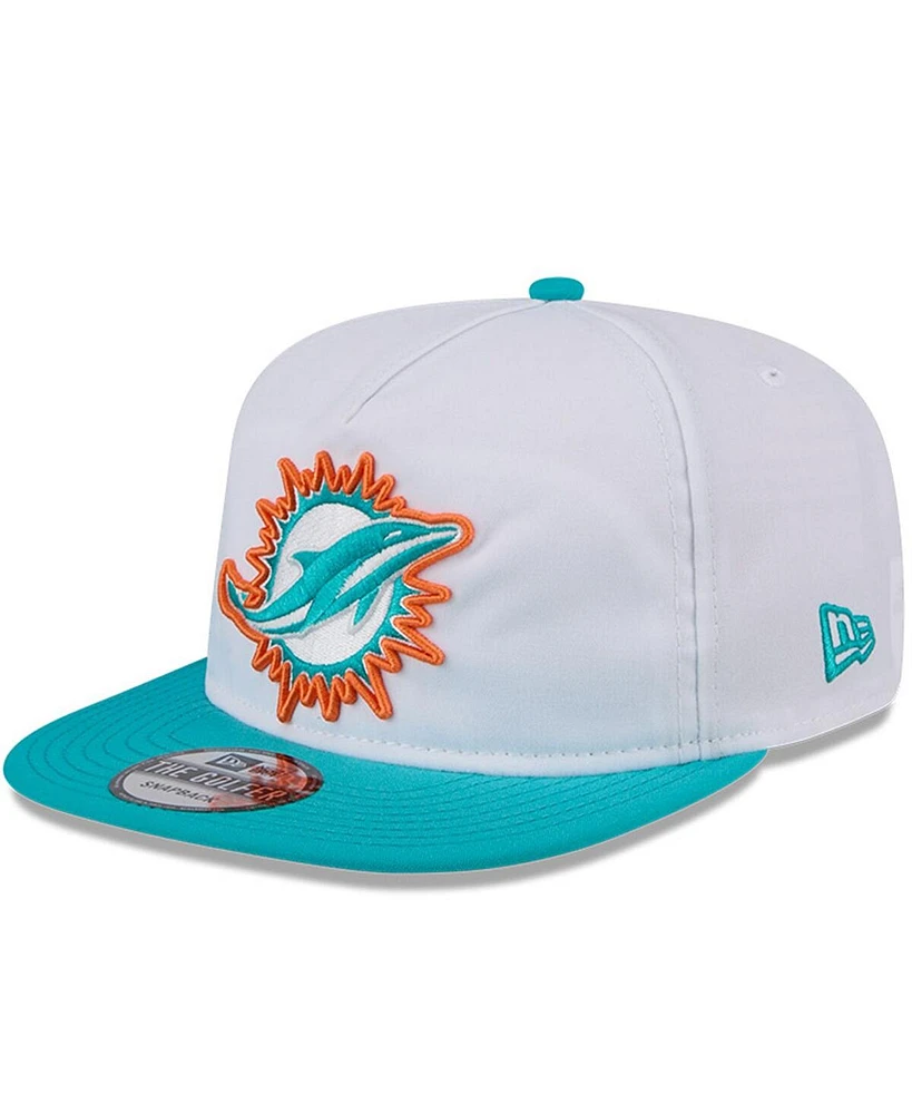 New Era Men's White/Aqua Miami Dolphins 2024 Nfl Training Camp Golfer Snapback Hat