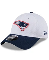 New Era Men's White/Navy New England Patriots 2024 Nfl Training Camp 9FORTY Adjustable Hat