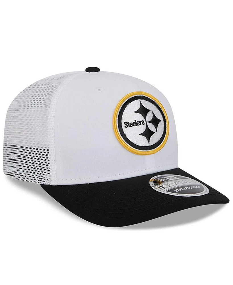 New Era Men's White/Black Pittsburgh Steelers 2024 Nfl Training Camp 9SEVENTY Trucker Hat