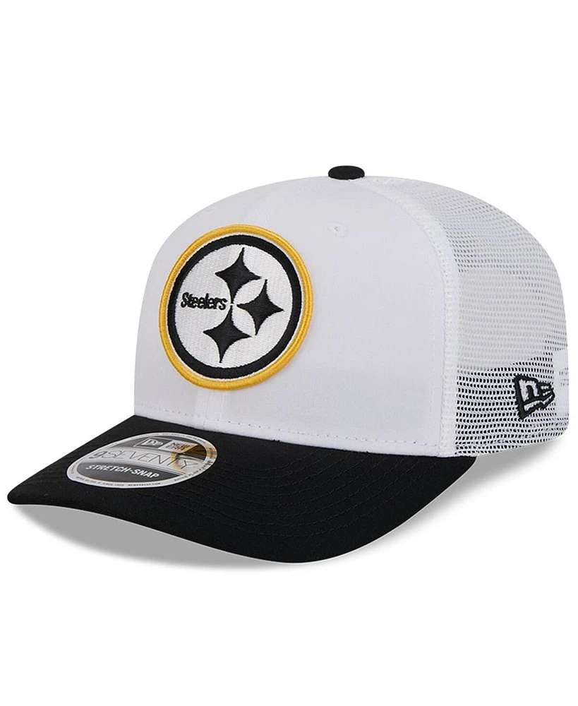 New Era Men's White/Black Pittsburgh Steelers 2024 Nfl Training Camp 9SEVENTY Trucker Hat