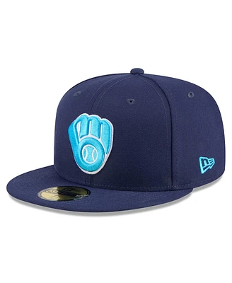 New Era Men's Navy Milwaukee Brewers 2024 Father's Day 59FIFTY Fitted Hat