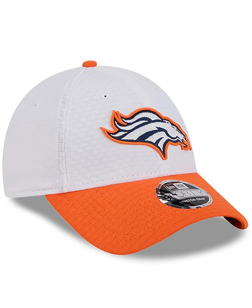 New Era Men's White/Orange Denver Broncos 2024 Nfl Training Camp 9FORTY Adjustable Hat