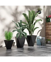 Simplie Fun Set of 3 Tall Planters, 18", 15.25", 11.75", MgO Indoor Outdoor Planters with Drainage Holes, Stackable Flower Pots for Garden, Patio