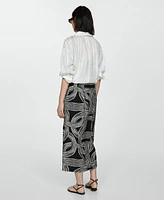 Mango Women's Slit Detail Printed Skirt