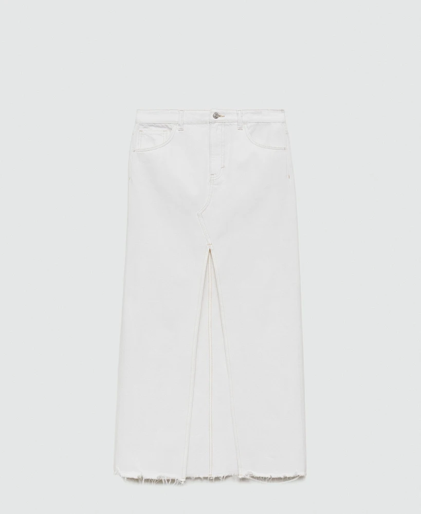 Mango Women's Slit Denim Skirt