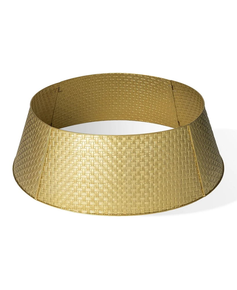 Glitzhome 40.5 D Gold Metal Weave Tree Collar