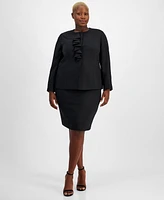 Le Suit Plus Cascade Ruffle Skirt