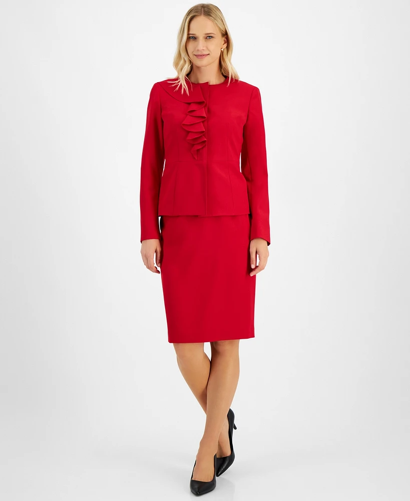 Le Suit Women's Cascade Ruffle Skirt Suit, Regular & Petite