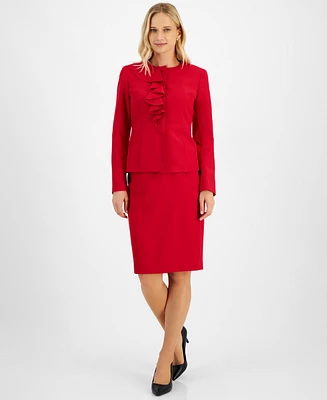 Le Suit Women's Cascade Ruffle Skirt Suit, Regular & Petite