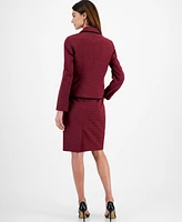 Le Suit Women's Contrast Trim Printed Skirt Suit, Regular & Petite