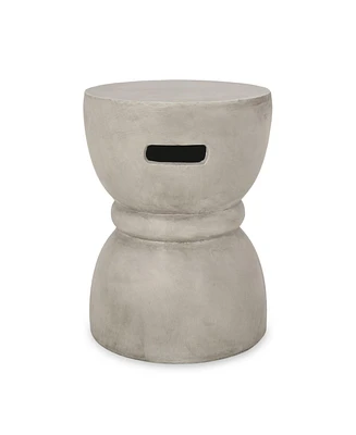 Simplie Fun Chic Hourglass Concrete Side Table with Handle