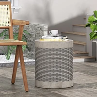 Modern Concrete Basket Weave Patio Side Table with No Assembly