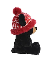 Aurora Medium Baby Bear Bucky Holiday Festive Plush Toy Black 11"