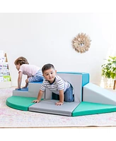 ECR4Kids SoftZone Lincoln Tunnel Climber, Earthtone, 9-Piece