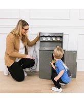 ECR4Kids Girls Play Kitchen Storage Cupboard, Dark Walnut