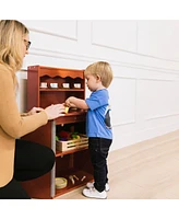 ECR4Kids Girls Play Kitchen Storage Cupboard, Dark Walnut