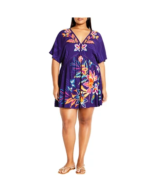 City Chic Plus Island Breeze Kaftan Dress