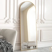 Homlux 21"x64" Arched Full Length Mirror with Gold Aluminum Frame, Free Standing, Leaning, Wall Mounted