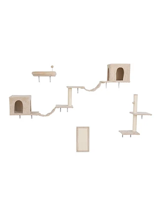 Streamdale Furniture Ultimate Cat Condo Paradise with Wall-Mounted Tree and Plush Amenities