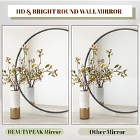 Homlux 30 Inch Round Wall Mirror with Black Aluminum Alloy Frame