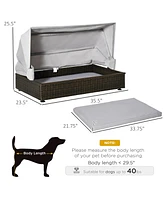 Streamdale Furniture Elevated Outdoor Dog Bed with Adjustable Roof and Waterproof Cushion