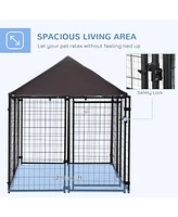 Streamdale Furniture Shady Outdoor Dog Kennel with Lockable Door and Durable Steel Railings