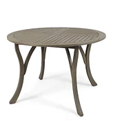 Stylish Circular Outdoor Acacia Wood Patio Table - Teak Grey