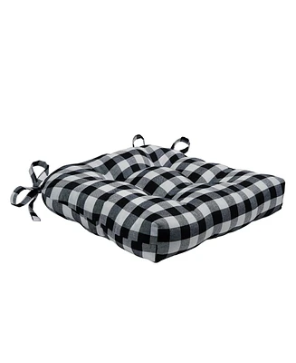 Kate Aurora Country Living Gingham Plaid Checkered Farmhouse Chair Cushion Pads - Piece