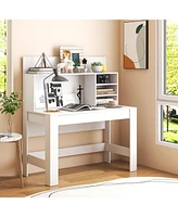 Gymax Home Office Computer Desk Study Table Writing Workstation Hutch Cable Hole White