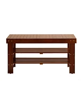 Pina Quality Solid Wood Shoe Bench, Cherry Finish