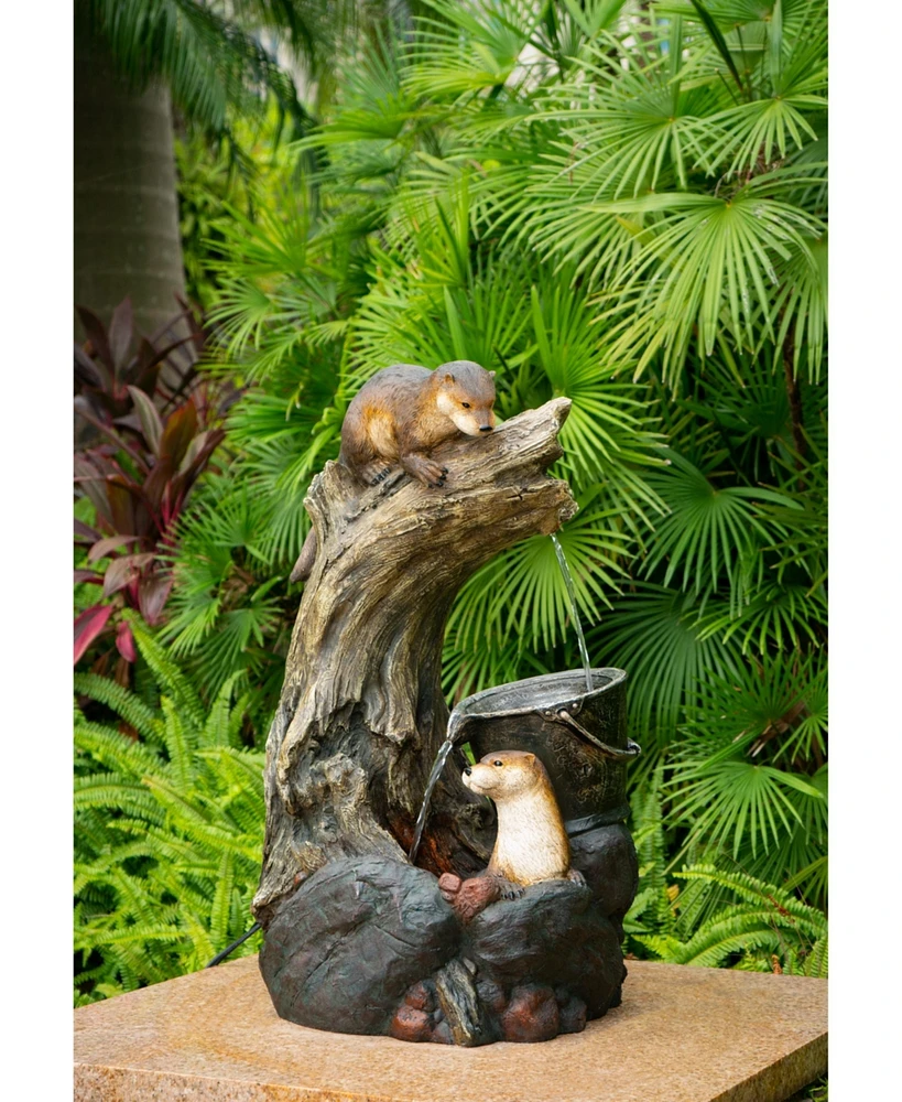 Streamdale Furniture Whimsical Otter Fountain Indoor/Outdoor Decor with Water Feature