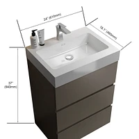 24" Gray Bathroom Vanity with Sink