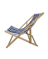Streamdale Furniture Populus wood sling chair blue Stripe Broad Dark blue Strip