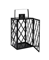 Gorgeous Stainless Steel Lantern with Lattice Pattern and Tempered Glass