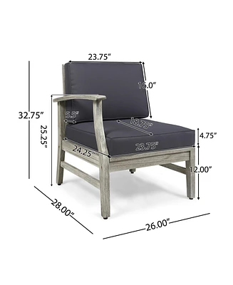 Streamdale Furniture Durable Acacia Wood Outdoor Armchair with Water-Resistant Cushions