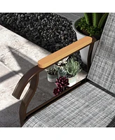 Breezy Glider Loveseat with Built-In Table for Patio Conversations