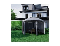 Slickblue 11.5 ft Outdoor Patio Round Dome Gazebo Canopy Shelter with Double Roof Steel