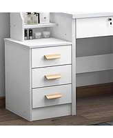 White Vanity Desk Set with Mirror, Lights and Chair