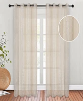 Superior Modern Cormac Printed Sheer Wrinkle Resistant 2-Piece Curtain Set with Grommet Top Header