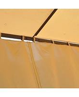 Elegant Double Canopy Gazebo with Privacy Curtains and Stylish Motifs