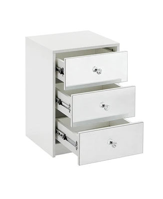 Simplie Fun Mirrored Nightstand with Spacious Storage and Crystal Knob