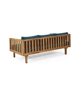 Streamdale Furniture Acacia Wood Daybed with Slat Paneling and Water-Resistant Cushions