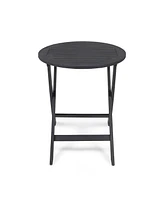 Stylish Acacia Bistro Set: Woven Wicker, Durable Wood, Foldable, Ready-to-Enjoy