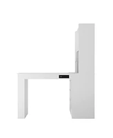 Space-Saving L-Shaped Desk with Ample Workspace, Built-In Charging Station
